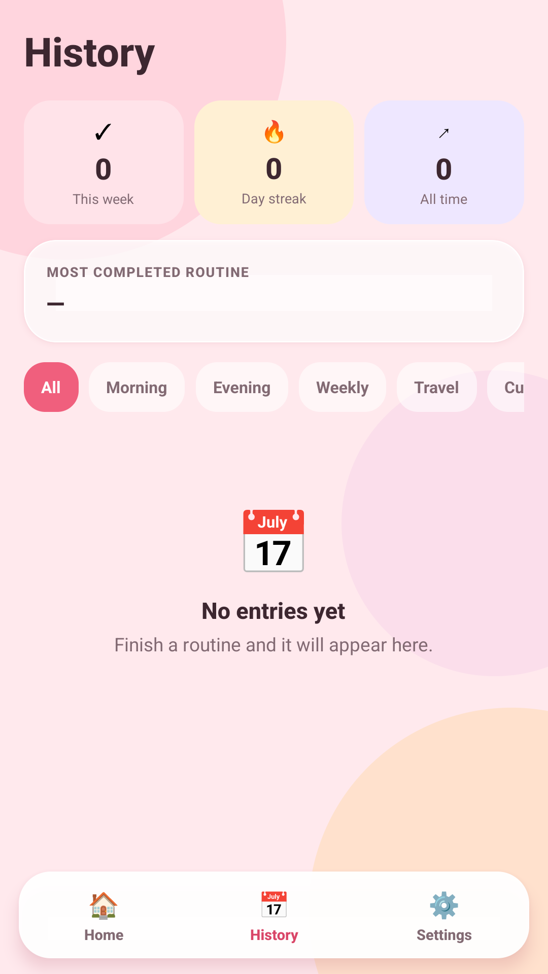 Beauty Essentials history screen
